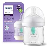 Philips AVENT Babyflaschen Natural Response – Babyfläschchen mit AirFree Ventil, 125 ml, BPA-frei, für Neugeborene ab 0 Monaten (Modell SCY670/01)