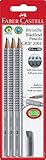 FABER-CASTELL 117197 - Bleistiftset GRIP 2001 mit Gummi-Tip, Härtegrad: HB, Schaftfarbe: silber, 3 Bleistifte im Blister