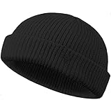 urban ace | Beanie Mütze, Haube | Docker Trawler | Frühling Herbst Winter | weich leicht | Damen Herren Unisex | dichter Stoff, doppellagig | optimale Passform, Seemannsmütze Fisherman (Black)