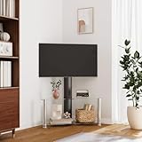 TV-Eckregal mit 2 Ablagen für tv Board Fernseher kommode tv Bank HiFi Rack 32-70 Zoll Schwarz und Silbern