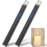 LcFun Lichtbogen Feuerzeug Elektrisch Stabfeuerzeug USB Aufladbar Elektrisches Feuerzeug Winddichtes Elektro Kerzenanzünder Plasma Feuerzeuge für Kerzen Anzünden, Gasherd (2 Stück Schwarz)