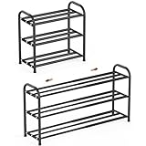 Schuhregal Schmal Ausziehbar Platzsparend Schuhregal Adjustable Expandable Klein Metall Schuhschrank Schwarz Schuhablage Schuhaufbewahrung DraußEn SchuhstäNder Diele Outdoor Camping Flur (3 Etagen)