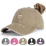 HeyCaps Pferdeschwanz Baseball Cap Damen Verstellbare Baseballkappe Vintage Mützen Sonnenschutz Basecap Mit Zopf Loch für Sommer Sport