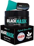 PEELUALS® Black Mask gegen Mitesser | Blackhead Peel-Off Maske + Maskenpinsel | Maske zum Abziehen | Hochdosierte Aktivkohle | For Women & Men- 100ml | Vegan