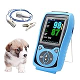 oiakus Handheld -Veterinärpulsoximeter, Impulsfrequenz und Herzfrequenzmonitor für PET mit Ohrzungensensor, 2,8 Zoll LCD -Digitalanzeigebildschirm für Katzen, Hunde, Pets Hospital