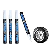Landrain 4 Stück Lackstift Auto Weiß, Reifenstift Weiß Wasserfest, Auto Reifenmarker Reifen Lackstifte für Auto Motorrad Reifen