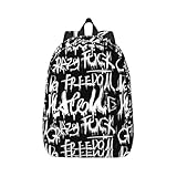 Mjinbiao Unisex Freizeit-Rucksack, Segeltuch, Büchertasche, Umhängetasche, Wanderrucksack, Reisen, Outdoor, Schultertasche, Schwarz , S