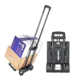 ZHJINGYU Max Belastung 45kg Iron Telescopic Pole Foldable Sacks Trolley, Tragfähigkeit Foldable Zwei Räder & Stretch Rope Trolley Expandable Large Utility Tragbar Leicht (schwarz)