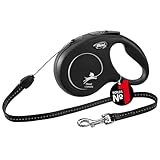 flexi Classic S Seil 8 m schwarz, Roll-Leine für Hunde bis 12 kg