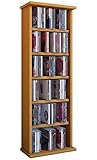 CD Regal Holz | CD Regal mit Platz für 150 CDs oder 65 DVDs oder 36-Videos | Maße: H. 92 x B. 31 x T. 18 cm | Elegantes DVD Regal stehend | Blu ray Regal fürs Wohnzimmer | CD Regal | Vostan