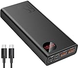 Baseus Powerbank, 65W Power Bank 20000mAh, Laptop Powerbank PD QC 4+, Externe Handyakkus USB-C Input & Output, für Steam Deck Rog Ally MacBook, Dell, HP, Notebook, iPhone, Galaxy