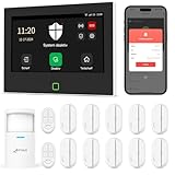 CPVAN GSM + WiFi Alarmanlage Haus mit 7' Touch Screen, Kein Vertrag Smart Komplettsysteme mit APP/SMS/Telefonanruf Alarm, 110dB Host, Bewegungsmelder, Tür/Fenster Sensoren, Fernbedienungen, 14 Stück