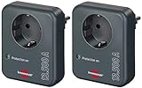 Brennenstuhl Steckdosenadapter (mit Überspannungsschutz 13.500 A, Adapter als Blitzschutz für Elektrogeräte) anthrazit (2 Stück)