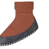 FALKE Unisex Kinder Cosyshoe Minis K HP weich atmungsaktiv schnelltrocknend Rutschhemmende Noppen 1 Paar Stoppersocken, Braun (Rust 5141), 25-26