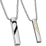 OIDEA Paar Halsketten Herz Puzzle: 2 Stück Halskette mit Anhänger aus Edelstahl für Paare Partner Freundschaftskette für 2 Silber Kette Geschenk für Freundin Freund