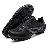 Fahrradschuhe Für Damen Und Herren Unisex - Atmungsaktiver, Rutschfester Sneaker Unisex Schnellschnürer Für Mountainbike, Für Den Internen Und Externen Gebrauch-Black||Numeric_43