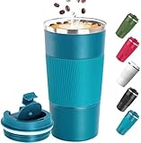 Thermobecher- Isolierbecher, Edelstahl Travel Mug, 17oz/510ml Vakuum auslaufsicher Reisebecher mit Deckel, Autobecher, doppelwandig isoliert für Wasser und Tee, Kaffee (510ml Coffee mug Blue)