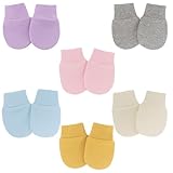 ZEACCT 6 Paar Baby-Fäustlinge aus Weicher Baumwolle, Fäustlinge für Kleinkinder, Kratzfeste Fäustlinge für Neugeborene, Baby-Handschuhe aus Reiner Baumwolle, für Babys, Jungen und Mädchen (6 Farben)