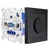 Proventa Dimmer Für LED lampen 230v, LED-Dimmer 230V/250W Drehdimmer für LED- & Halogenlampen, automatischer Phasenerkennungsdimmer, IP20, 2-Draht-System. - Abdeckung Schwarz Matt
