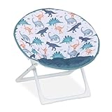 Relaxdays Moonchair Kinder, Dino, faltbar, HxBxT: 47 x 50 x 48 cm, Kinderstuhl draußen & drinnen, Kindersessel, bunt
