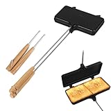 PEUTIER Double Pie Iron, Antihaftbeschichtet Sandwichmaker Camping mit 4 Abnehmbaren Griffen Tragbar Lagerfeuer-Sandwichmaker Mountain Pie Maker Lagerfeuer-Kochausrüstung