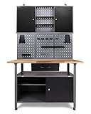 Ondis24 Werkstatteinrichtung Klaus, Metall, 1 Werkstattschrank, Lochwand, Hakensortiment (Arbeitshöhe 85 cm, Schwarz)