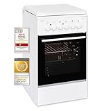 Exquisit Standherd EH 11.3-4 | Elektro-Standherd | 50 cm | Masse-Kochfeld | 50 L Garraum | Weiß