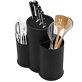3 in 1 Messerblock Ohne Messer, Messerblockhalter, Runder Messerblock Schwarz, Besteckhalter, Messerblockhalter für Alle Küchenmesser Geeignet