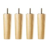 4 x Ersatzbeine für Massivholzmöbel, Gummiholz-Tischfüße, konische Sofa-Beine für Tisch, Bett, Sessel, Schrank mit M10-Gewindestange (60 cm)