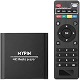 MYPIN HDMI Multimedia Player, 4K@30Hz Digital Media Player HDMI/AV-Ausgang PPT MKV AVI RMVB RM für HDTV mit Fernbedienung unterstützt USB-Laufwerke und SD-Karten USB-Maus (Schwarz)