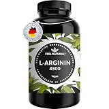 L-Arginin - 365 vegane Kapseln - 4500mg pflanzliches L Arginin HCL aus Fermentation (davon 3750mg pures L-Arginin) je Tagesdosis - Hochdosiert, ohne Zusätze, laborgeprüft, in Deutschland produziert