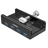 ORICO USB Hub Clip-Typ, 4 Port USB 3.0 Hub 5 Gbps Super Speed Mini Aluminum Datenhub Mit 150cm Kabel (A to A, Schwarz) für Monitoren、Schreibtischen (Ohne Netzteilanschluss) - Schwarz