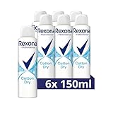 Rexona Women Anti Transpirant Spray Cotton Dry Deospray mit 48 Stunden Schutz gegen Körpergeruch und Achselnässe mit Anti-Transpirant-Technologie 6x 150 ml