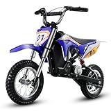 CCLIFE Elektro Motorrad Kinder Lithiumbatterie 36V 300W, 8/12/25 km/h, Elektrisch Pocket Bike Dirt Bike, Geschwindigkeit einstellbar, Max.65kg, Blau