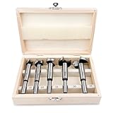Luazvilkpsar 5 Stück Professioneller Holzbohrer mit Zentrierspitze, Forstnerbohrer Set Ø 15/20/25/30/35 mm, Astlochbohrer, Scharnierlochbohrer, Topfbohrer, Präzise Bohrungen, für Holz, Hartholz