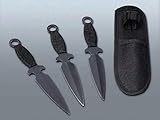 3er Black Zombie Wurfmesser Profi Kunai ca. 19cm - Throwing Knife - schnelles Werfen Messer Edelstahl - Trainingsmesser - Gürtelmesser - Wurfmesser Set inklusive Holster aus Nylon schwarz