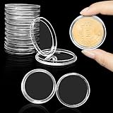 BLMHTWO 10 StüCk MüNzkapseln, MüNzen Aufbewahrung 40mm Rund Klar MüNzkoffer Professionell GeschüTzte Versiegelte Lagerung MüNzhalter für Sammler Silber Bar MüNzsammlung ZubehöR