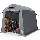 EVER ADVANCED Gerätehaus 9.8m³ Gerätezelt 190x230x225cm, Wasserdichtes Geräteschuppen mit 2 Belüftungsöffnungen, Fahradgarage Fahrradschuppen Aufbewahrungsgarage Allzwecküberdachung, Grau