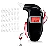 Alkoholtester Polizeigenau, Professioneller tragbarer Alkoholtester mit 30 Mundstücke, Promilletester mit Digitaler LCD Bildschirm für Privaten Professionellen den Einsatz zu Hause oder auf Partys