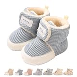 Baby Winterschuhe Wärme Babyschuhe Winter Anti-Rutsch Verstellbare Neugeborene Schneeschuhe Lauflernschuhe Gefütterte Thermo Fleece Krabbelschuhe Hausschuhe Winterstiefel Waffeln Blau 6-12 Monate