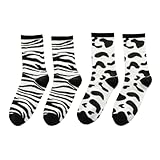 Healvian 2 Paare Hip hop Wintersocken Damen Herren Mittellang Kuh Zebramuster Outdoor Komfortable Warme Langlebige Strümpfe für Alltag und Familie