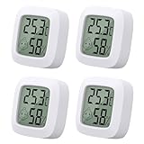 4 Stück Mini LCD Thermometer, Yomisee Thermometer Innen, Hygrometer Innen, Luftfeuchtigkeitsmesser Digital Thermometer Hygrometer für Babyzimmer Wohnzimmer Büro