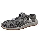 XINXINIO Herren Sommer Atmungsaktive Gewebte Sandalen, Outdoor Slip On Lässige Sandalen (Dunkelgrau,43)