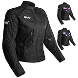 HWK Stunt Motorradjacke für Damen, Damen Motorradjacke mit CE Armor für Enduro Motocross Motorrad Reiten, Komplett schwarz, 3XL