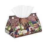 Lange Taschentuchbox-Abdeckung aus Leder – rechteckiger Taschentuchbox-Halter, Flaschenglas, Rotwein, dekorativ für Zuhause, Badezimmer, Büro, Couchtisch, Auto