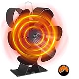 Sentasi 2025 Ofenventilator ohne strom 6 Flügel Leiser Kaminventilator mit Thermometer,Stove Fan for Fireplace,Hitzebetriebener kaminlüfter Kamin Ventilator für Kaminofen/Ofenrohr/speckstein