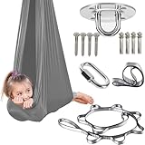 𝐘𝐨𝐠𝐚tuch Zum AufhäNgen Swing 200 Kg Max. Tragfähigkeit Mit Beschläge -𝐘𝐨𝐠𝐚 HäN𝐠𝐞𝐦𝐚𝐭𝐭𝐞 Set Aerial, Geeignet, um Ängste abzubauen,Glück. (280 * 150CM),E-Grau