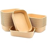 La Llareta 25 Stücke Papierbox zum Mitnehmen, Kraftpapier Take Away Box, Lunchbox aus Kraftpapier, Wasser und Ölbeständig, für Essen zum Mitnehmen, Arbeitsessen, Reisen, 500ml (Braun)