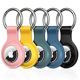 [5-Stück] Hülle für Apple AirTag Anhänger, Airtags Schlüsselanhänger Silikon Ganzkörper Kratzfest, Case Cover für Air Tag mit Key Ring