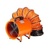 VEVOR Bauventilator 300-W-AC-Motor Baugebläse 2830 U/min Baulüfter Gebläse 1720 CFM (2922 m3/h) Axiallüfter 10 m Schlauch Axialgebläse 79 dB Geräuschpegel Industrielüfter IP44
